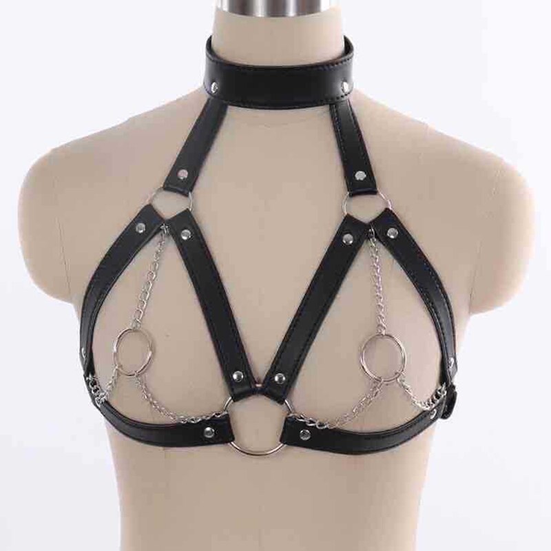 2022 New BDSM Fetish Bondage Collar Body Harness Sex Toys Adult Products For Couples Sex Bondage Belt Chain Slave Breasts Woman