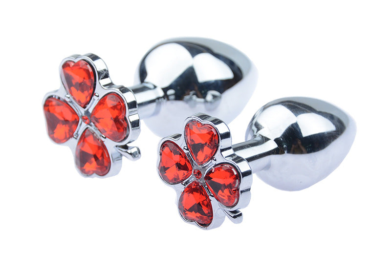 BEEGER 	 Lucky Clover Gem Anal Plug,S/M/L Size Four Leaf Clover Stainless Steel Crystal Jewelry Anal Butt Plugs