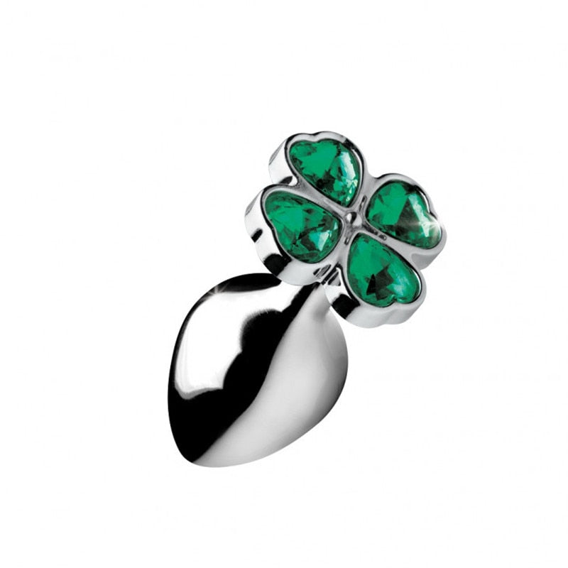BEEGER 	 Lucky Clover Gem Anal Plug,S/M/L Size Four Leaf Clover Stainless Steel Crystal Jewelry Anal Butt Plugs