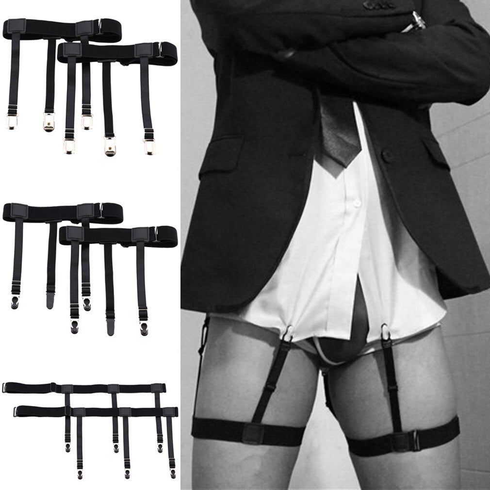 Men's formal shirt non-slip anti-wrinkle clip garter clip white-collar shirt thigh loop comfortable anti-slip garter belt