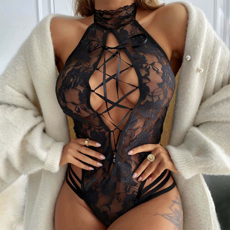 Latex Leather Sexy Lingerie V Neck Teddies Bodysuit Plus Size Women Hollow Out Underwear Erotic Costumes Porno Corsets Backless