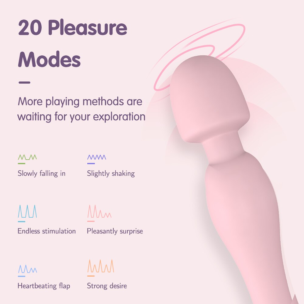 DRYWELL 20 Speeds Powerful Magic Wand Sex Toys For Women Female Vibrator Clitoris Stimulator Silent Couple Toys for Adults 18
