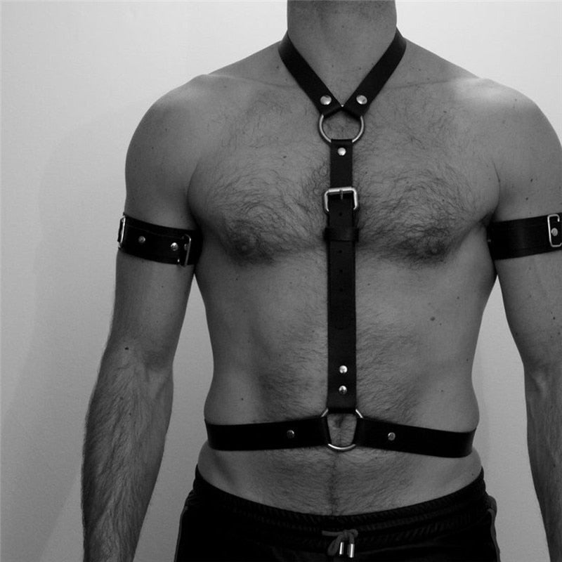 Fetish Men Sexual Chest Leather Harness Belts Adjustable BDSM Gay Body Bondage Harness Strap Rave Gay Clothing for Adult Sex