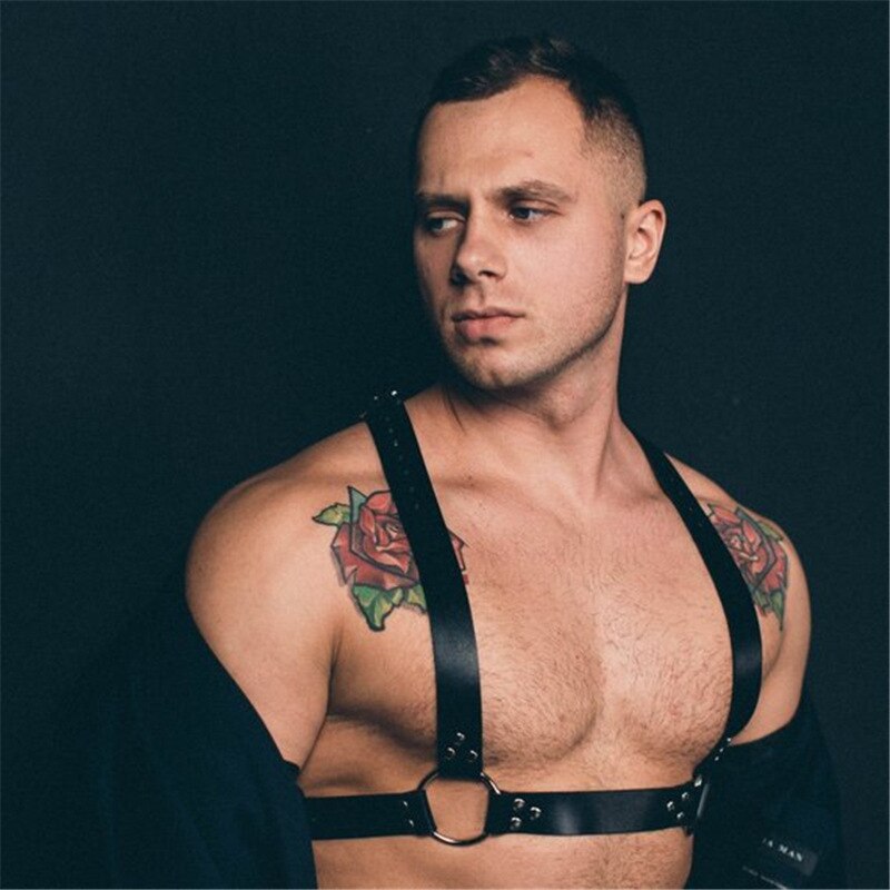 Fetish Men Sexual Chest Leather Harness Belts Adjustable BDSM Gay Body Bondage Harness Strap Rave Gay Clothing for Adult Sex